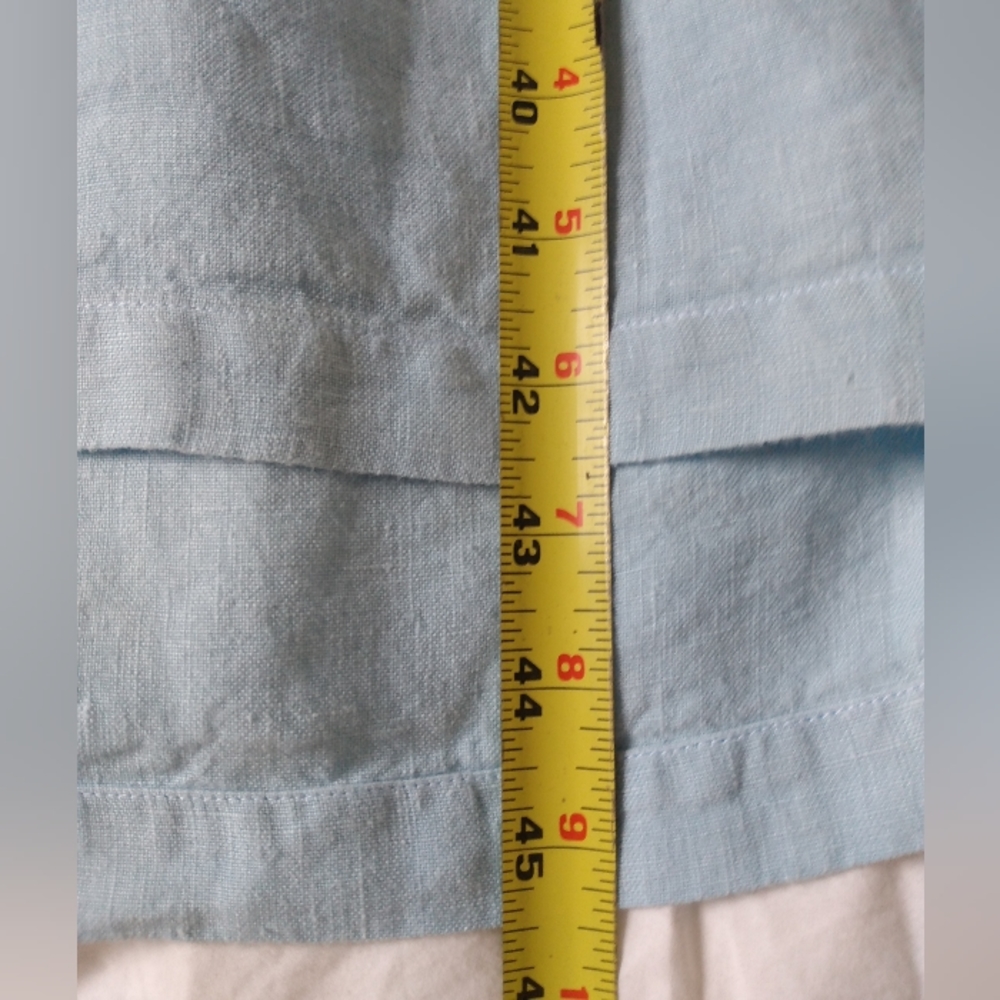 Nantucket Summer 100% Linen Sea Blue Beach Dress Classic House Picnic Cottage L - Picture 16 of 16
